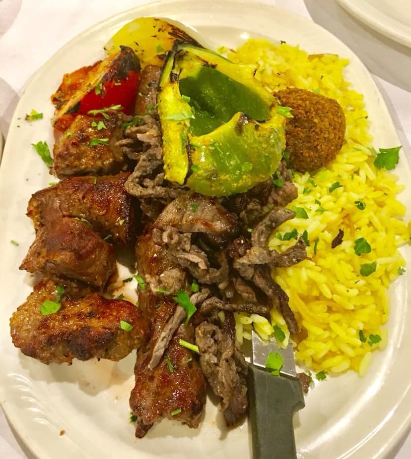 Fresh Mediterranean plate with hummus and falafel